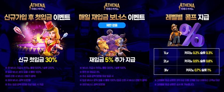 아테나카지노 쿠폰 이벤트 프로모션 안내